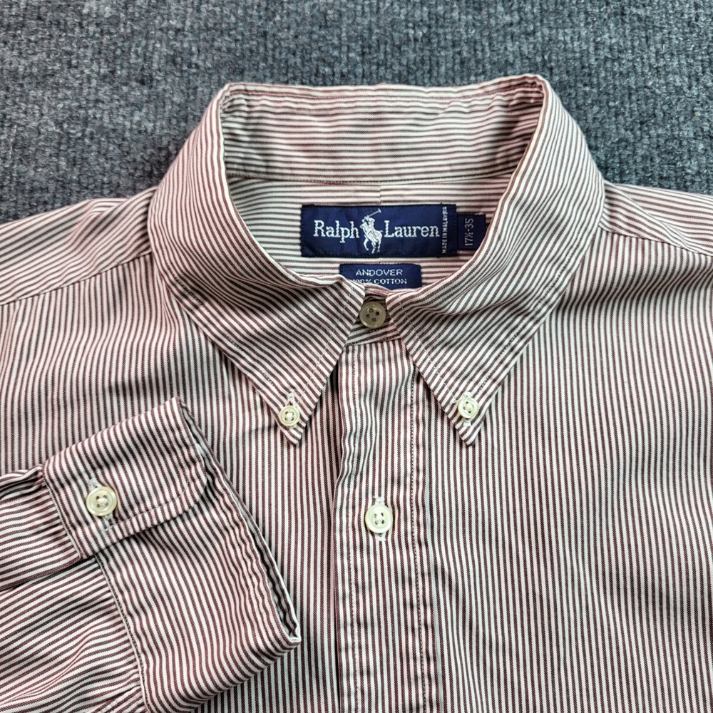 Ralph Lauren Andover Striped Button Down Shirt Mens 17 1/2-35 Cotton